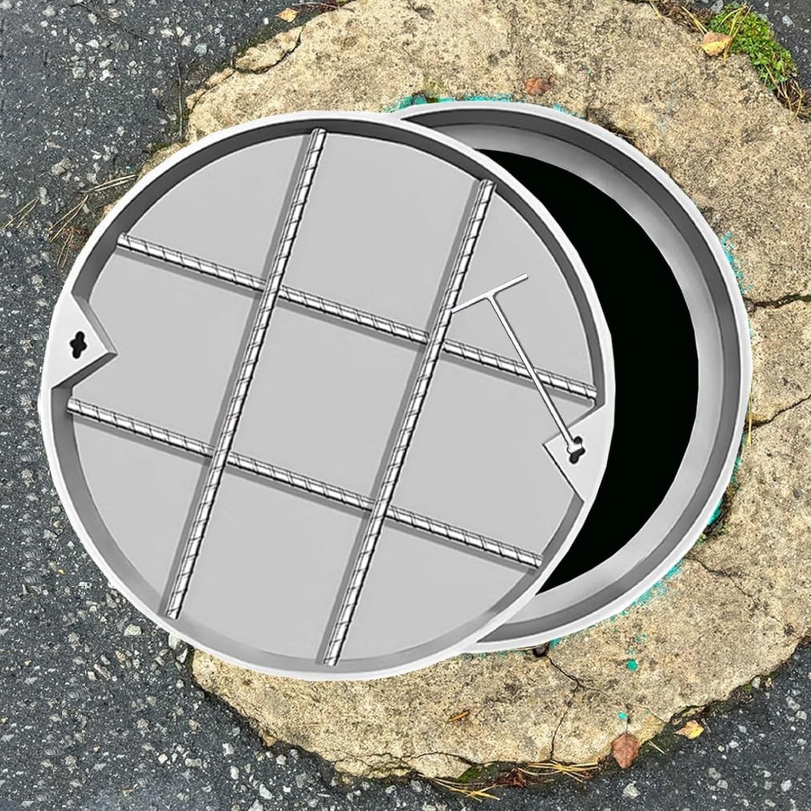 GLDYTVF Invisible Sewer Manhole Cover - 100cm Stainless Steel Frame and Cover, Embedded Drainage Solution for Septic Tanks, Durable Underground Protection