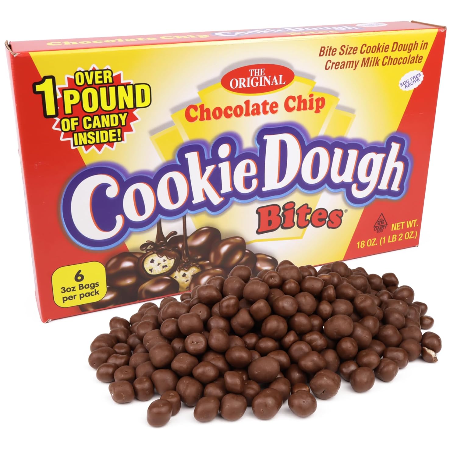 Gigantic Cookie Dough Bites Gift Box, Chocolate Chip Flavored, Over 1 Pound, Novelty Gift