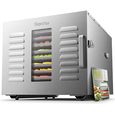 Commercial 10 Trays Food Dehydrator Machine for Jerky and Herbs Usable Area up to 24.65ft² and 194℉ Temperature 1000W Detachable Stainless Steel Dryer for Meat Fruit Mushrooms Beef Food Silvery
