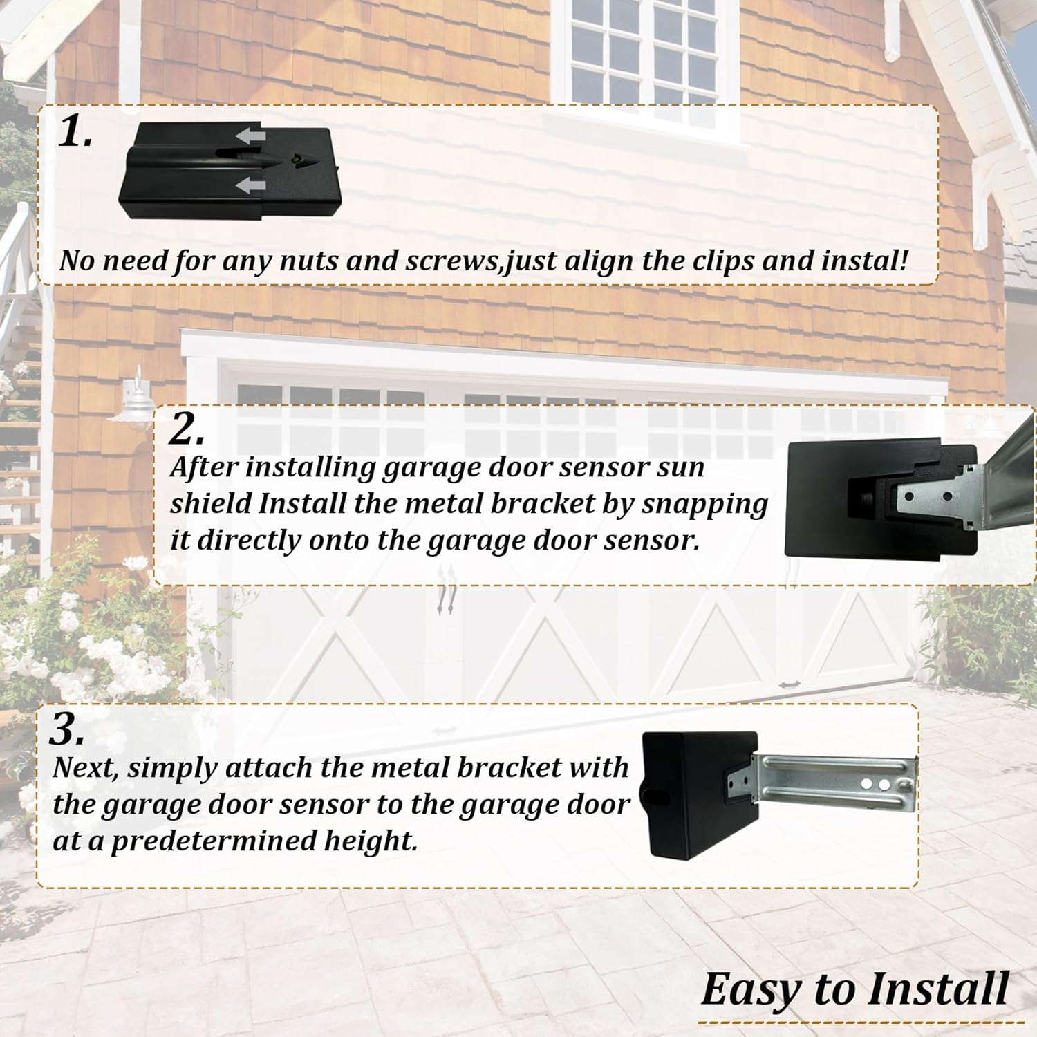 Garage Door Sensor GSTB-R STB-BL for Genie Garage Door Openers Manufactured After 1993, Garage Door Sensor Sun Shield, Includes Mounting Bracket, Replacement for Genie/Overhead Garage Door Sensors.