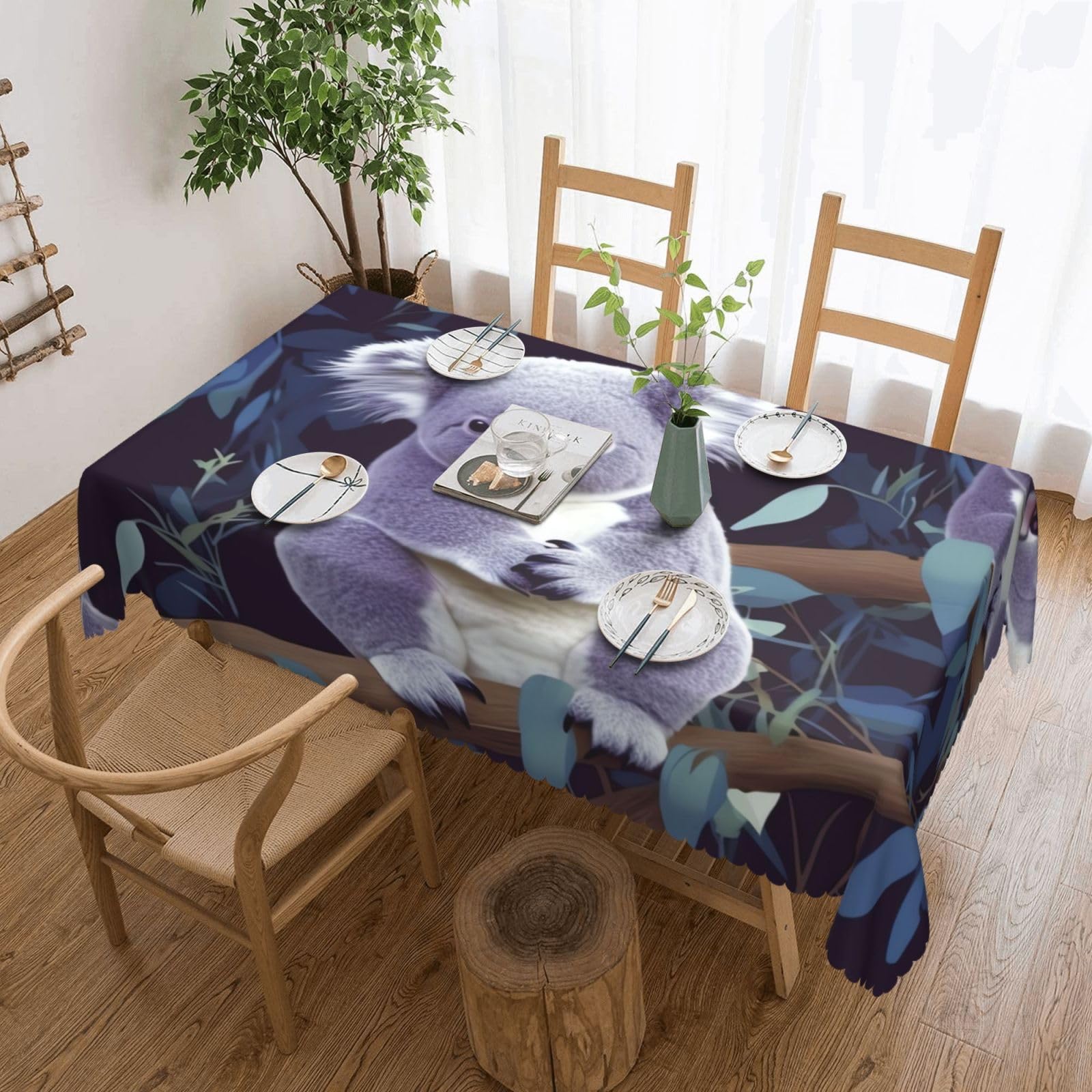 Nappe rectangulaire koala 137x183cm imperméable pour table de ferme