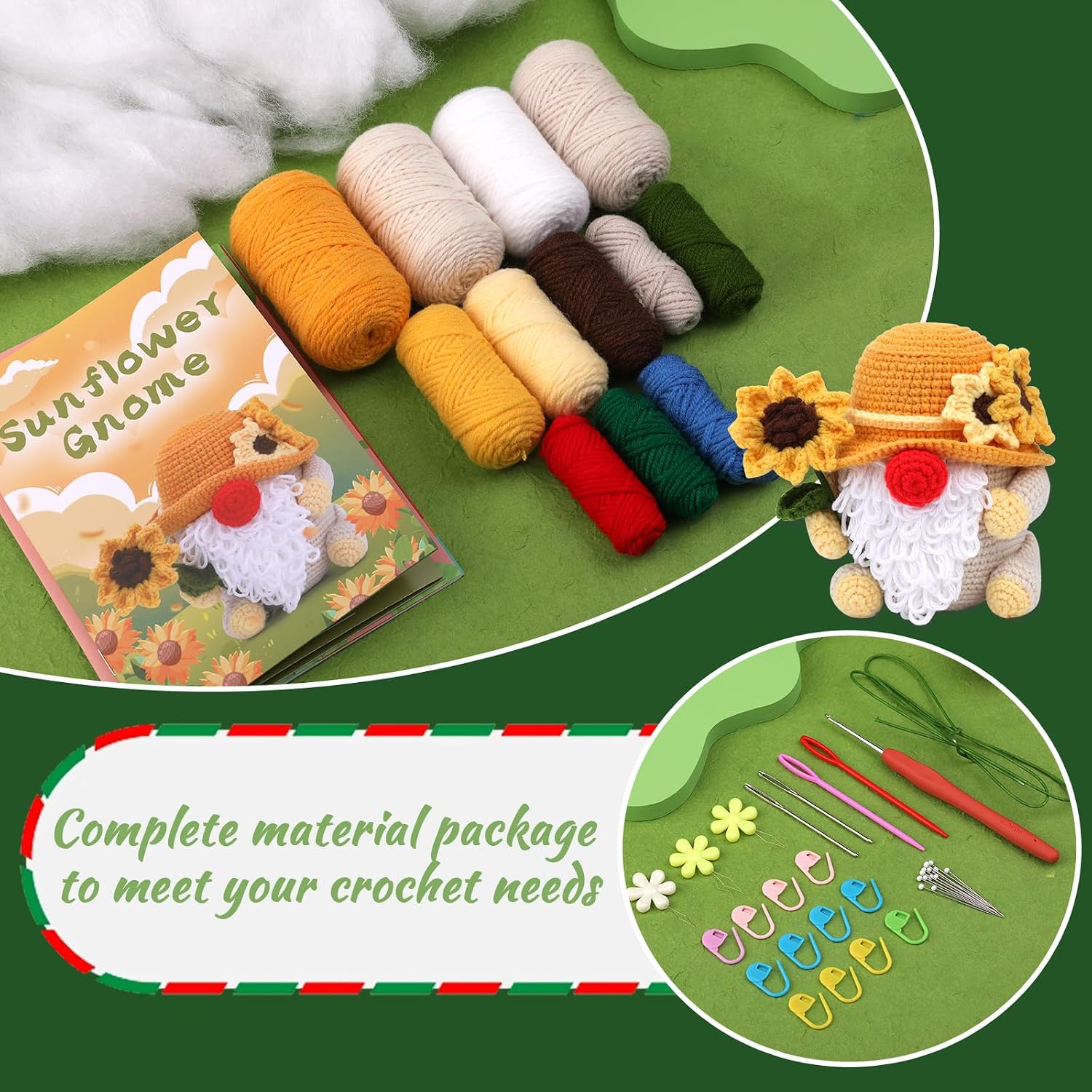 SOCNITC Crochet Kit for Beginners, Knitting Crochet Kit for Adults, Crochet Starter Kits with Step-by-Step Tutorials Videos for Yarn Knitting Projects, Bedroom Decoration DIY
