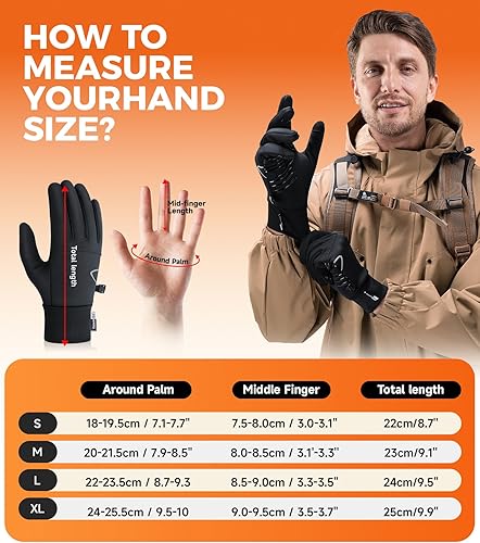 Miniatura 8 de Benirap Guantes de invierno para hombres y mujeres, guantes de invierno cálidos para pantalla táctil, resistentes al viento, antideslizantes, para