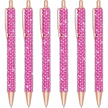 6pcs Fancy Pens Glitter Cute Fun Pretty Rhinestones Ballpoint Pens Hot Pink