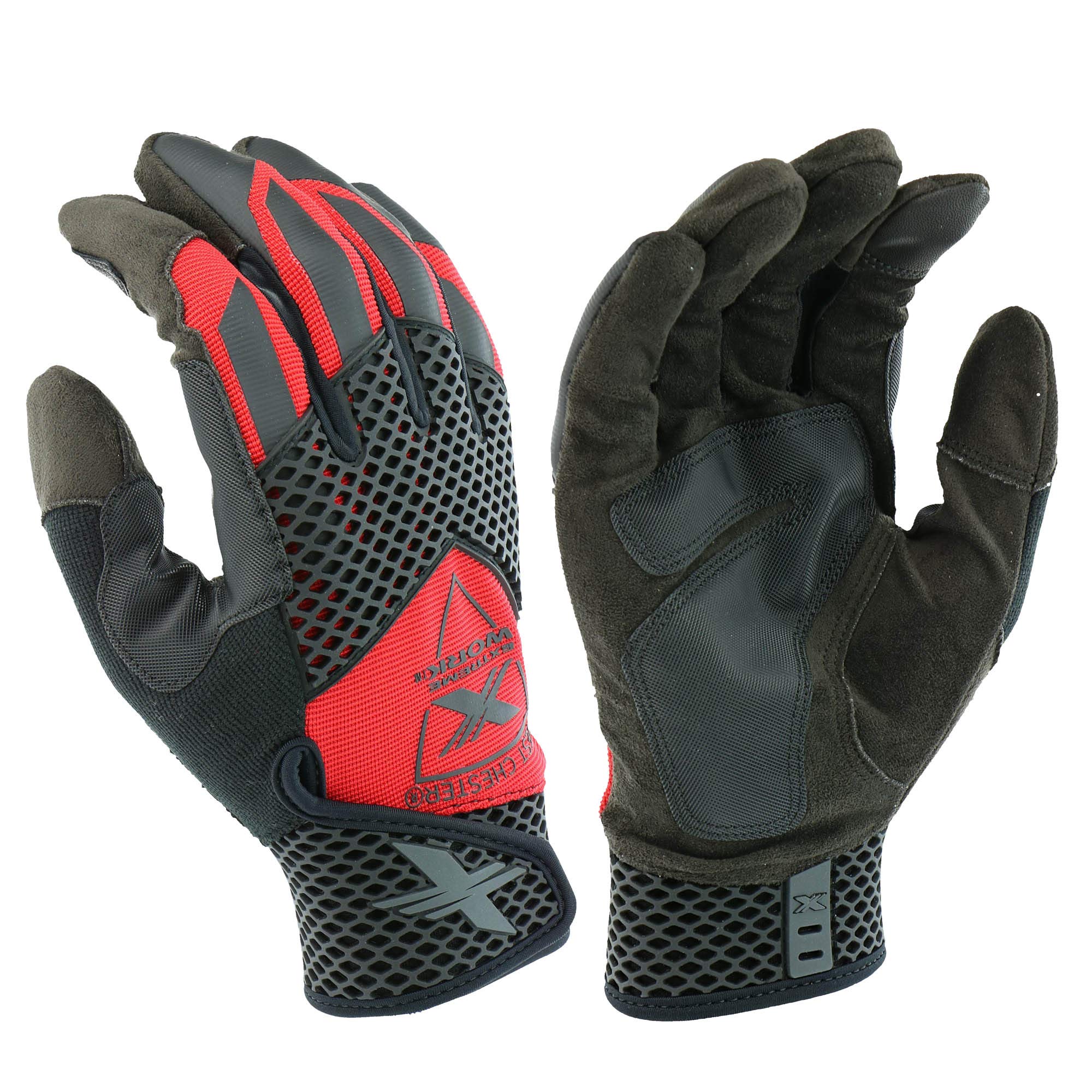 Extreme Work® 88203 Knuckle KnoX Gloves – X-Large, Black/Red