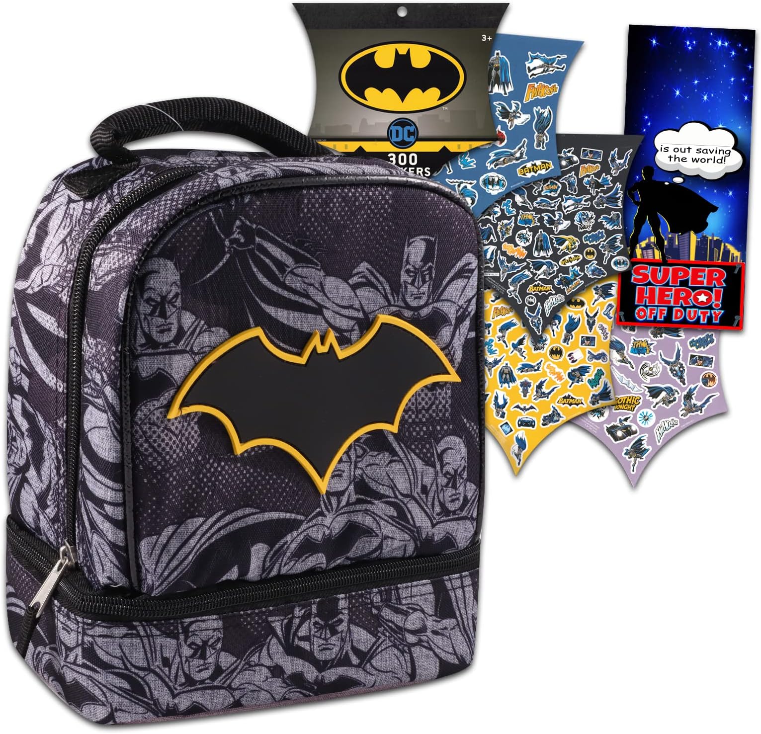 DC Batman Lunch Bag Set For Kids - Bundle with Insulated Batman School Lunch Box, Batman Stickers And More for Boys and Girls (Batman School Supplies)
