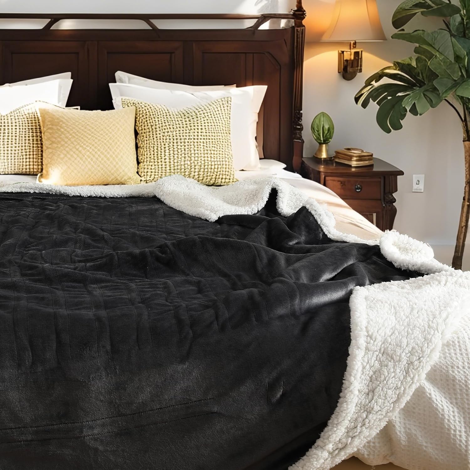 Electric Heated Blanket Throw Size 50"x60", Dual-Sided Soft Flannel & Sherpa, 4 Heat Settings with 3H Timer, Breathable Warm for Bed & Couch, Machine Washable, Dark Grey - Image 5