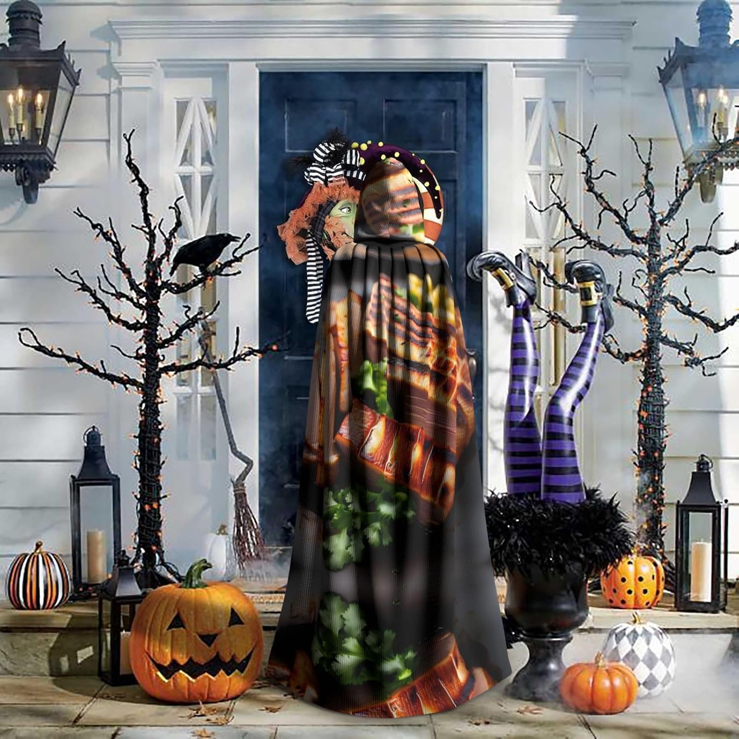 Golden Roast Halloween Adult Hooded Cape, Hooded Robe Cape, Women's Men's Halloween Dress Up Party Cosplay Costumes.