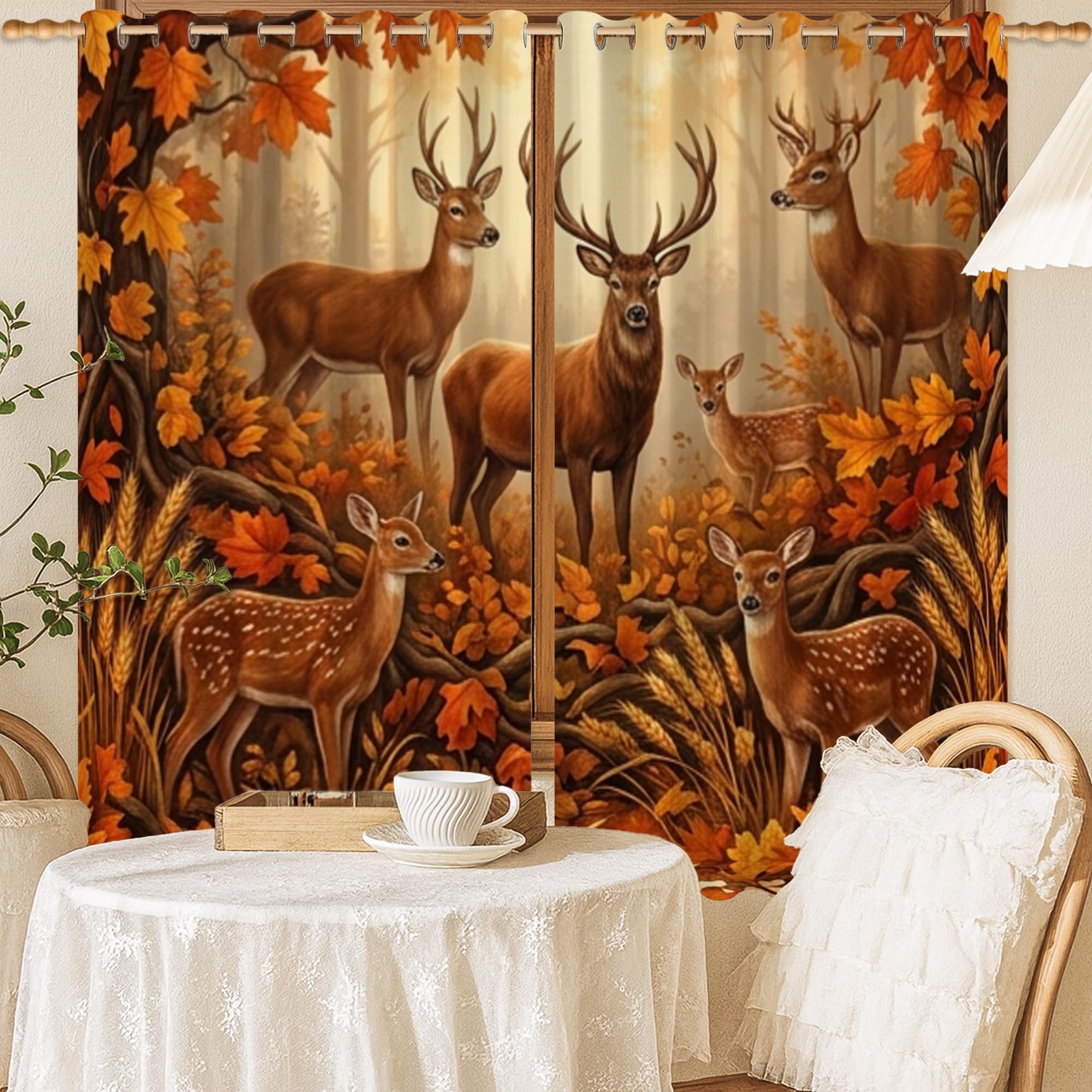 Rideaux occultants cerf et forêt pour créer un cocon rustique dans votre salon