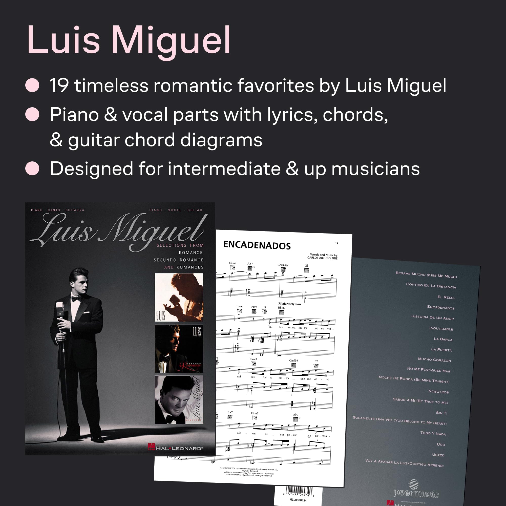 Luis miguel piano, voix, guitare: Selections from Romance, Segundo Romance, and Romances