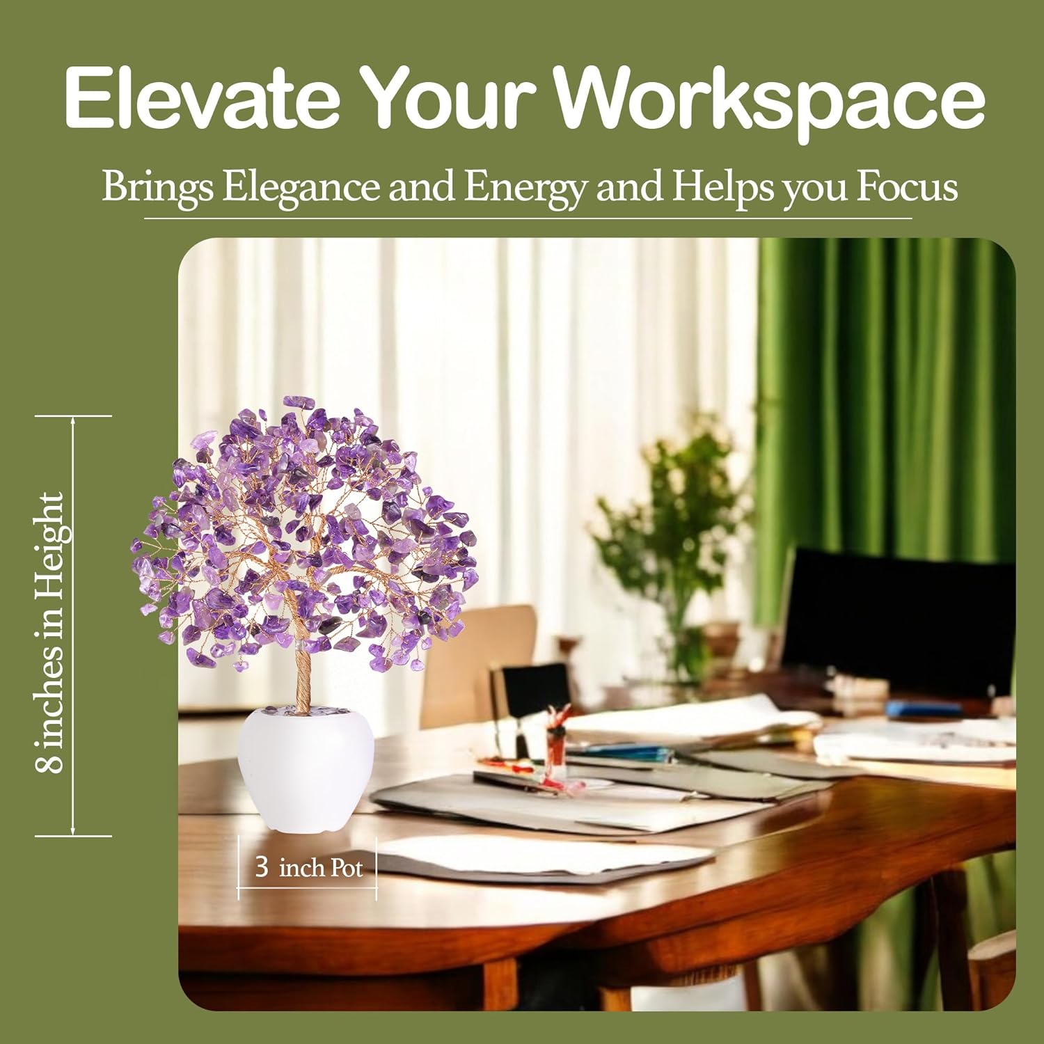 YATSKIA Amethyst Crystal Tree, Gemstones and Crystals, Stone Desk Decor, Healing Crystal, Gem Tree Purple, Unique Gifts for Women, Meditation Decor, Spiritual Gifts