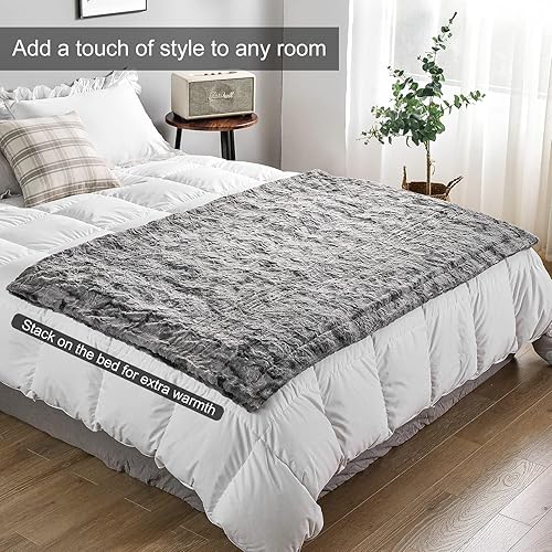 Miniatura 7 de Soft Luxuries - Manta de gran tamaño, 60 x 80 pulgadas, cálida, esponjosa, gruesa, cómoda, suave, de piel sintética para el otoño, para sofá, cama,