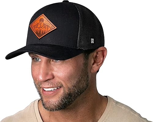 Miniatura 3 de HAKA Sombrero de camionero de campamento, sombrero de malla de montaña para hombres y mujeres, gorra de béisbol ajustable a presión, sombrero de golf