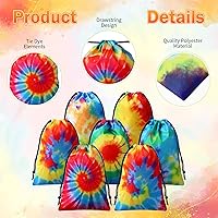 Vista 3 de 24 bolsas de regalo de fiesta de teñido anudado con cordón, bolsa de regalo de cumpleaños, bolsa de golosinas coloridas, bolsas de poliéster