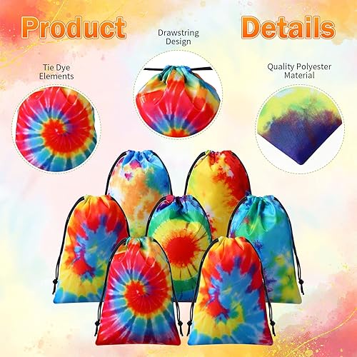 Miniatura 3 de 24 bolsas de regalo de fiesta de teñido anudado con cordón, bolsa de regalo de cumpleaños, bolsa de golosinas coloridas, bolsas de poliéster para