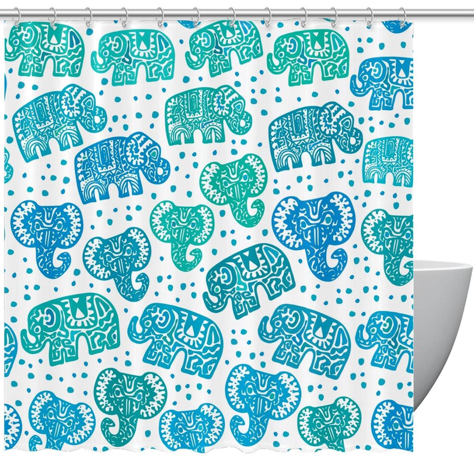 Rideau de douche éléphant indien pour une décoration de salle de bain évasion