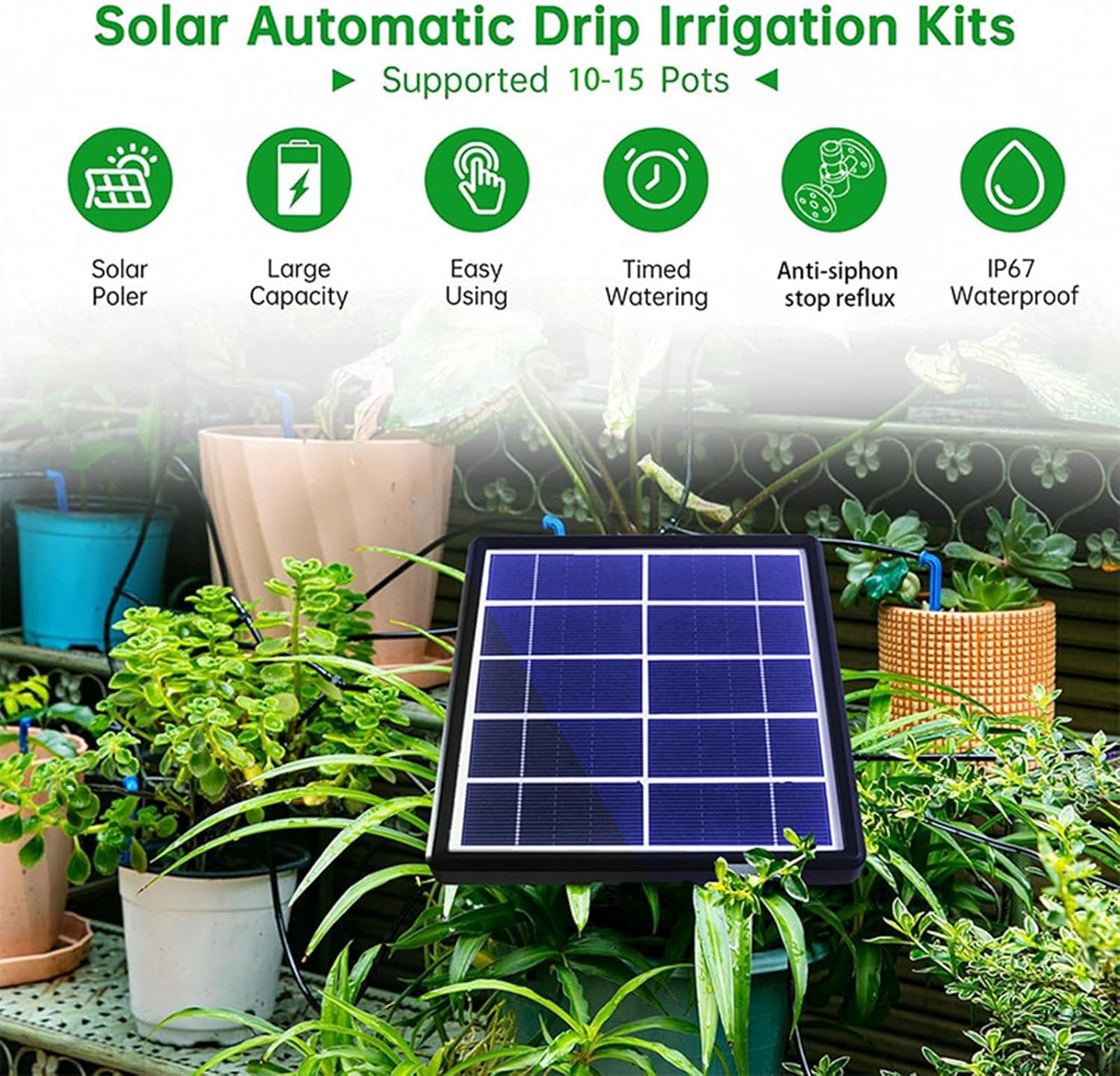 Smart Solar Watering for Gardens Featuring Alarm and Supports 15 Pots Irrigation User Friendly Solar Watering Device for Plant Automatic Irrigation Set