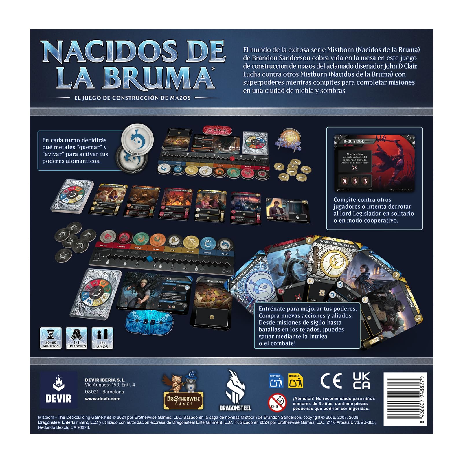 Devir – Nacidos de la Bruma: Juego de Mesa Deck-Building, Modalidad Cooperativo y Competitivo, Inspirado en Mistborn Cosmere de Brandon Sanderson (BGMISBES)