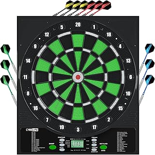 CyeeLife Electronic Dart Board,Soft Tip Dartboard Set,Digital Electric Dart Boards with LED,12 Darts 24 Flights 50 Tips 2 Flight Protectors Power Adapter,3 Language Changes,up to 8 Players
