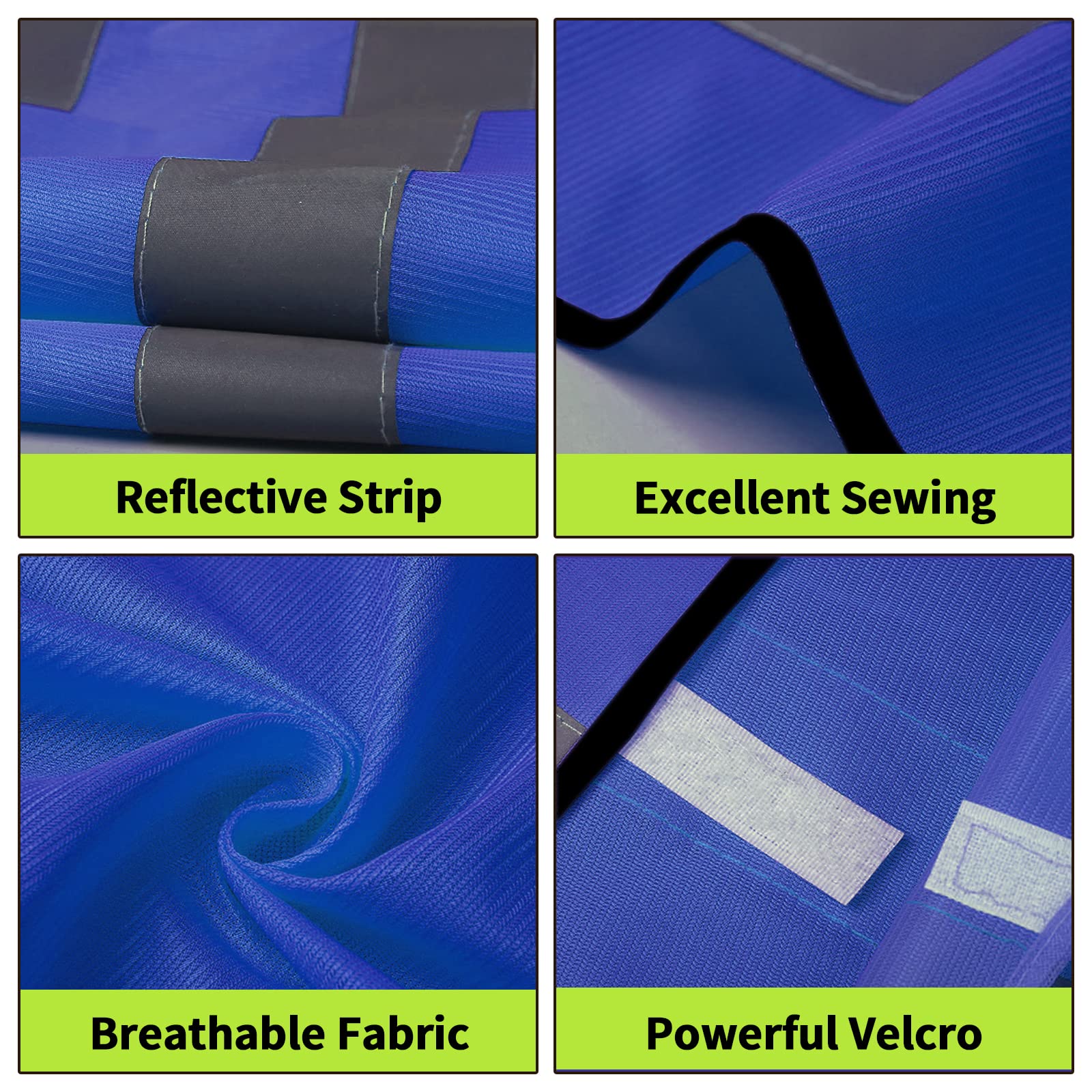 20 chalecos reflectantes con 2 tiras reflectantes para operadores y atletas (azul, 20) azul, 8