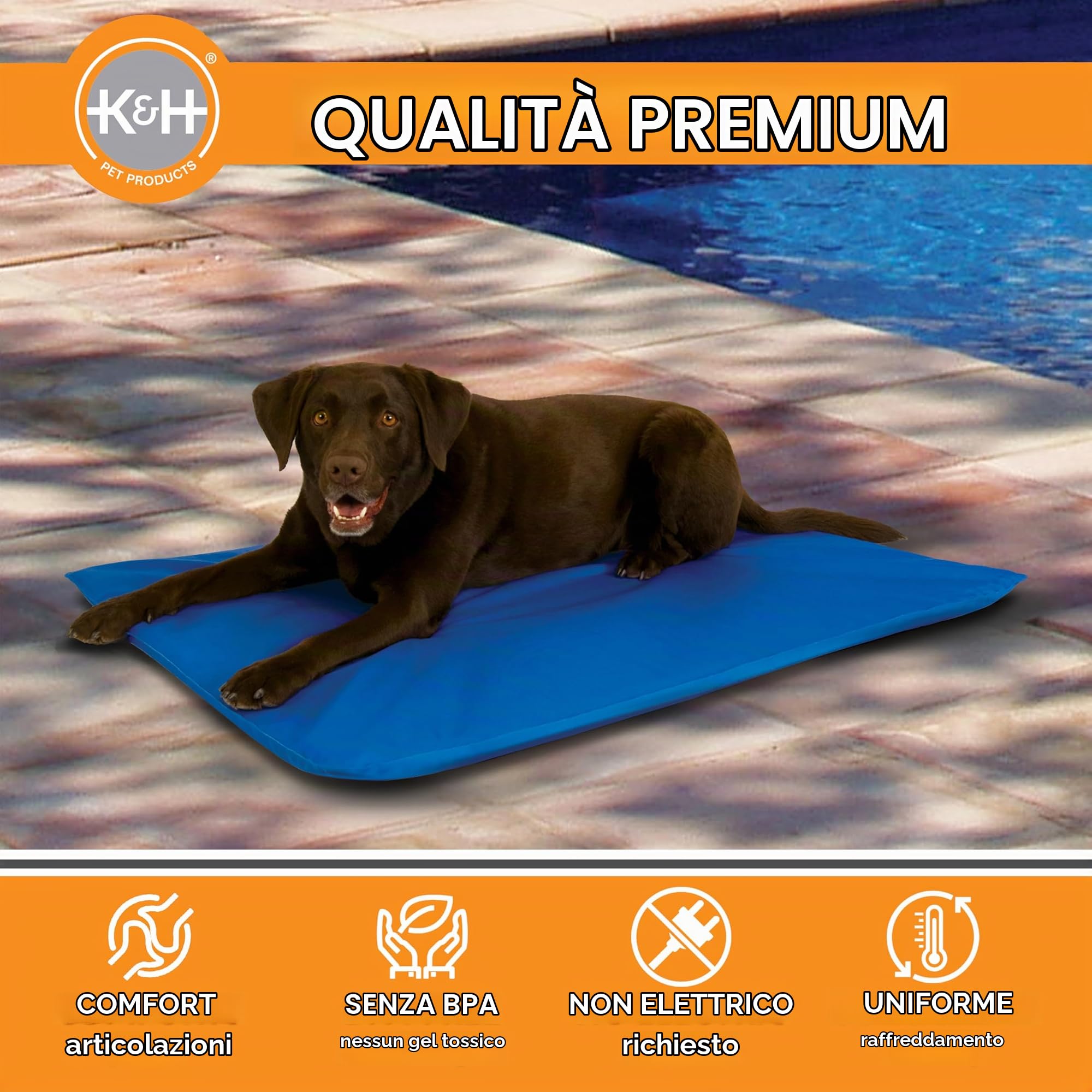 K&H Pet | Cuccia rinfrescante per Cani e Gatti Cooling Bed | Blu | Large