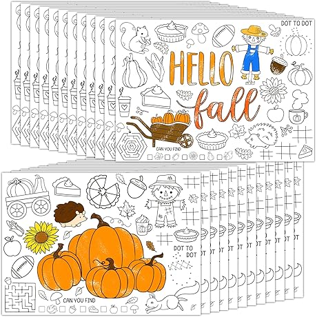 Fall Coloring Placemats for Kids: Unleash Creativity and Enhance Mealtimes