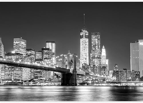 Miniatura 2 de wall26 - Horizonte de Manhattan blanco y negro y puente de Brooklyn - Paisaje - Mural de pared, adhesivo extraíble - 66x96 pulgadas