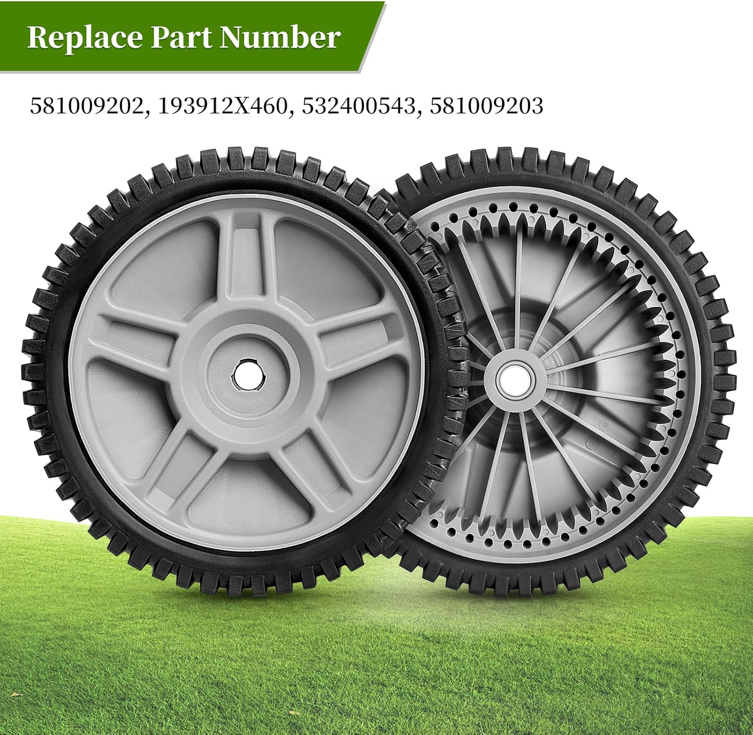 581009202 Wheels for Hus qvarna/Hon da Black Max/AYP/Craftsman/Pou lan Lawn Mower, 8 Inch Front Drive Wheels Replace for 193912x460, 2 Pack