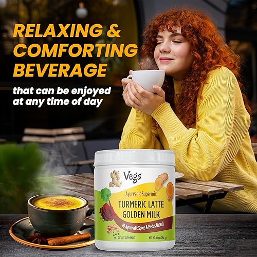 Miniatura 8 de Vegs Mezcla dorada con leche de cúrcuma ayurvédica, leche dorada en polvo con cúrcuma y jengibre, súper mezcla de leche dorada con pétalos de rosa