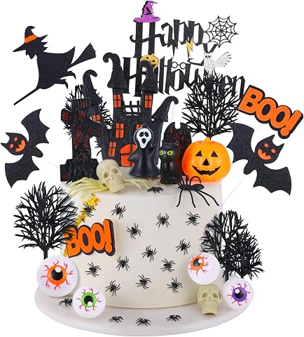 48-Piece Halloween Cake Topper Decoration Set