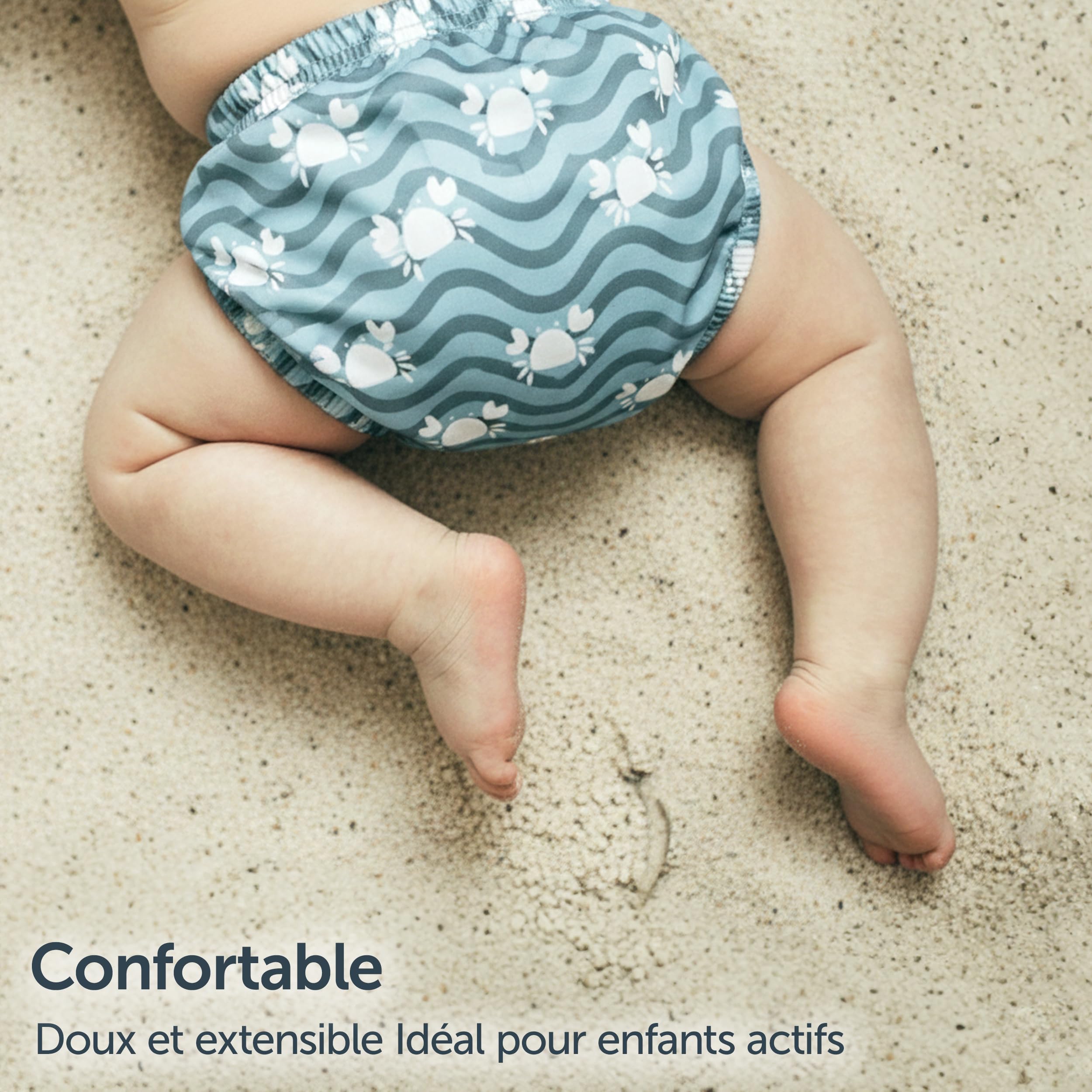 LaLoona Baby Schwimmwindel | Wiederverwendbare Badewindel mit OEKOTEX Standard 100 | schnelltrocknend & bequem für Pool und Strand – Krabbe Grün - 62-68 - 5