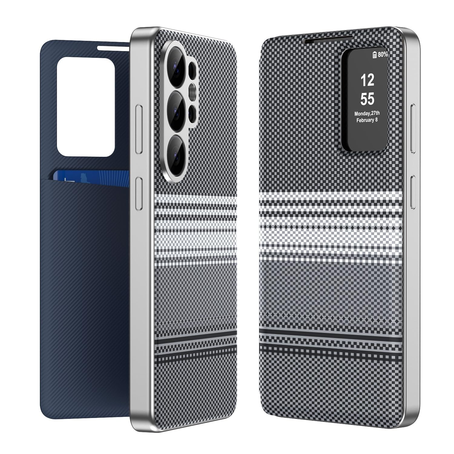 Coque Samsung S24 Plus avec support antichoc motif cuir