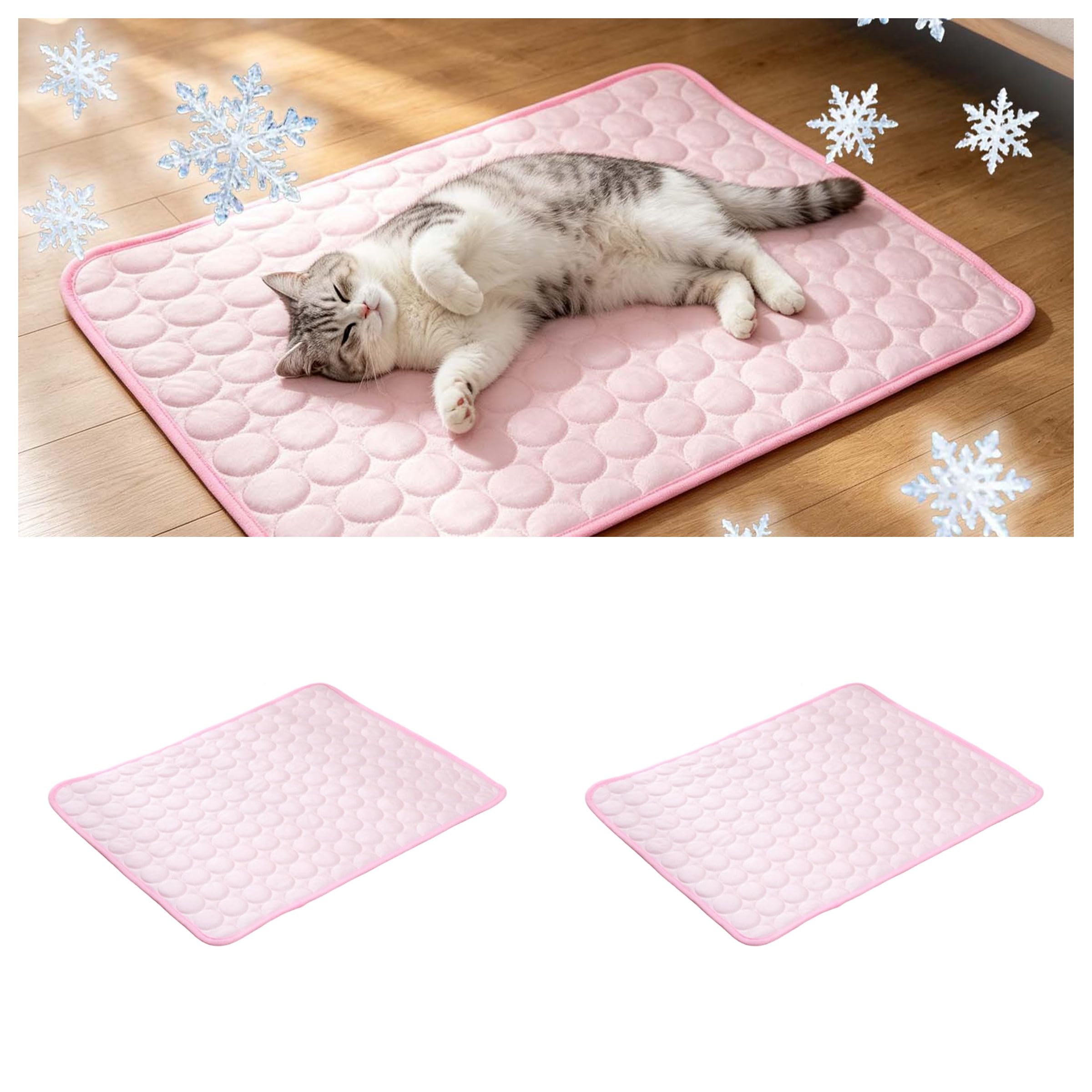 2PCS Cooling Mat for Dogs, Pet Cool Bed Mat, Washable Pet Bed Mats for Dogs and Cats, Non-Slip Cool Blanket for Indoor Outdoor Use, Ideal for Couches