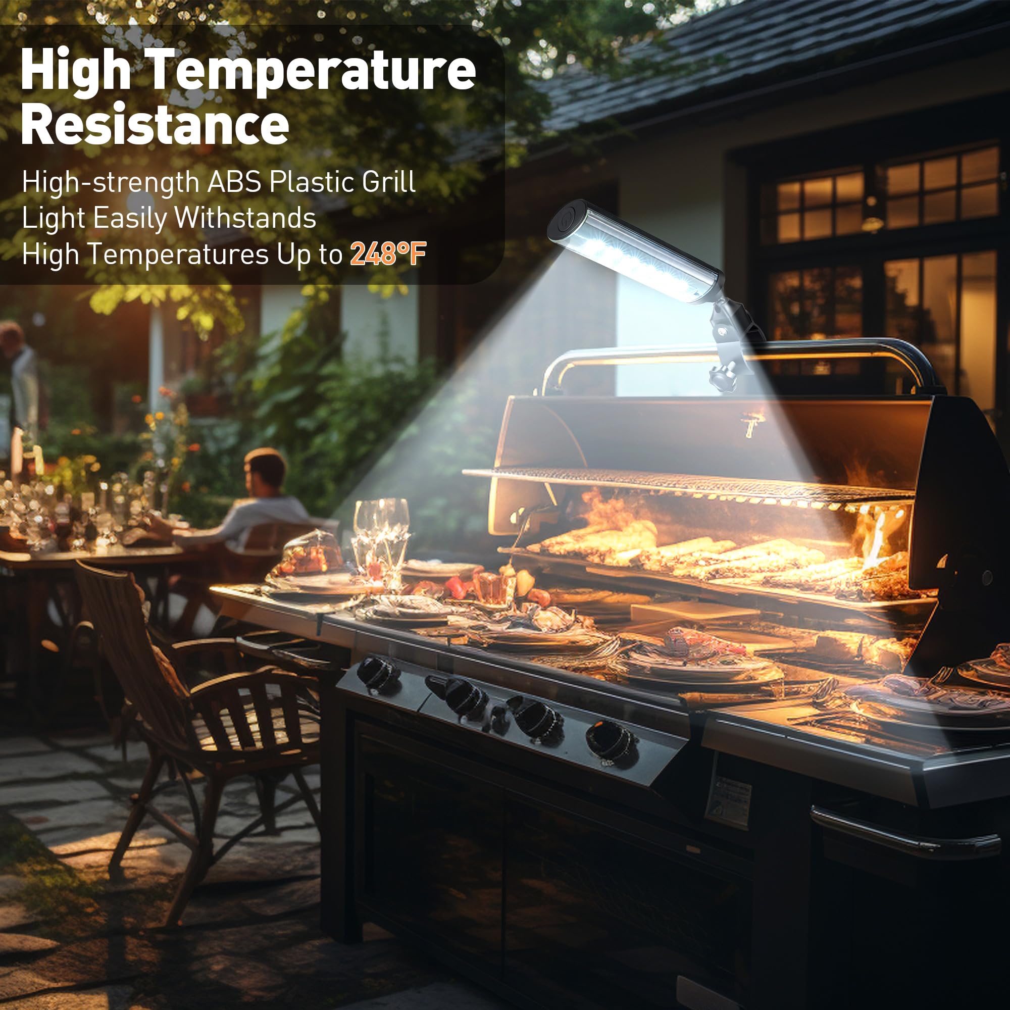 Paquete de 1 luz para parrilla de barbacoa compatible con parrilla Blackstone para parrilla al aire libre, regalos para hombres, papá, marido, luces de barbacoa a pilas con abrazadera ajustable 5