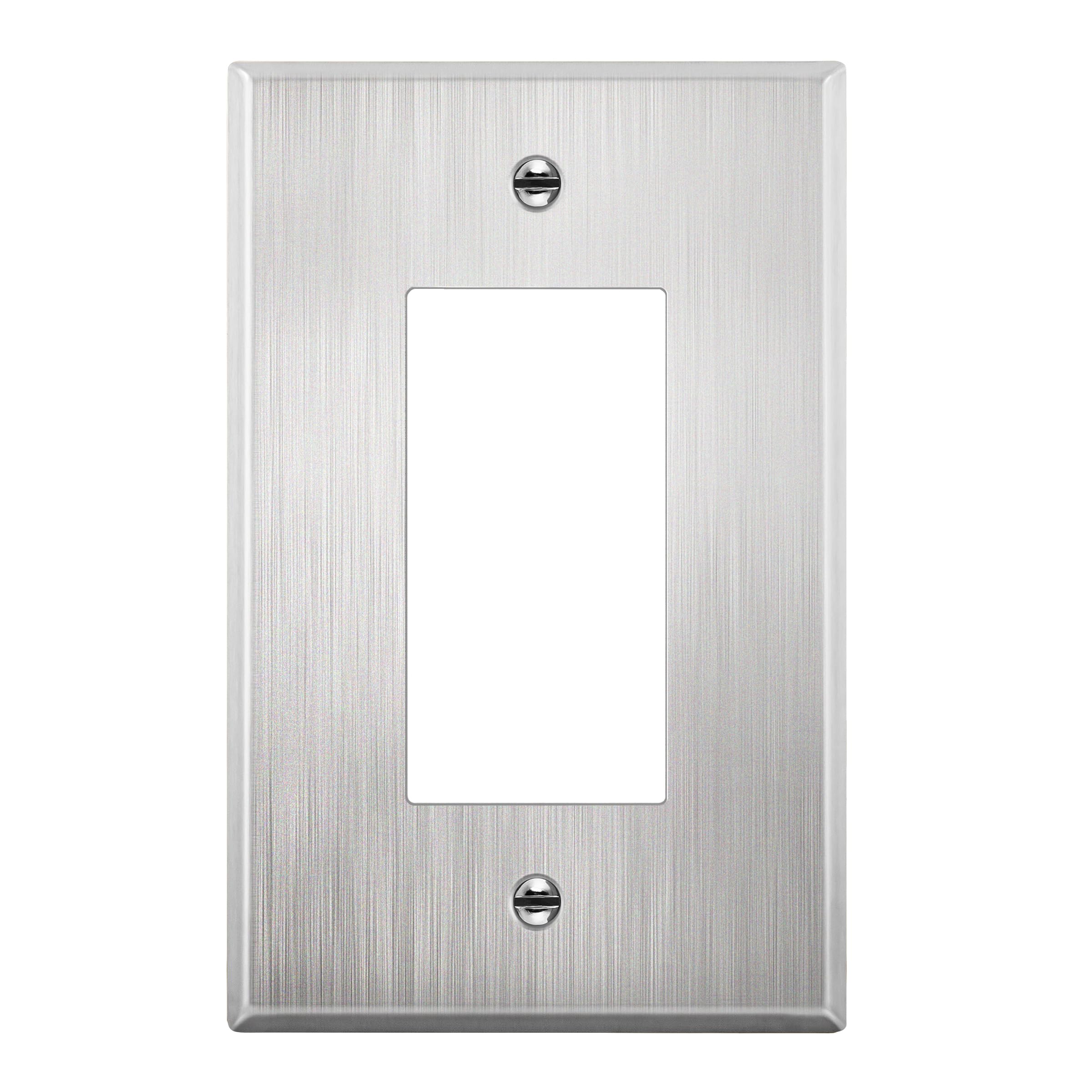 LIDER Decorator Metal Wall Plate, Impact Resistant, Metal Outlet Receptacle/Light Switch Cover, Stainless Steel, Modern Decoration Upgrade, Mid-Size 1