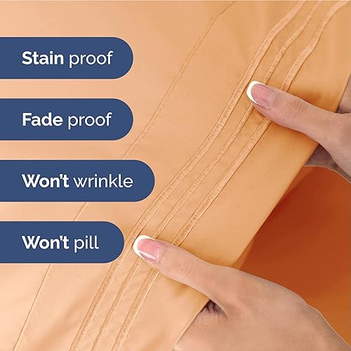 Vista 1880 de Juego de sábanas de 4 piezas tamaño king, extrasuaves, transpirables y refrescantes con esquinas profundas, sábanas de fácil ajuste y sin arrugas