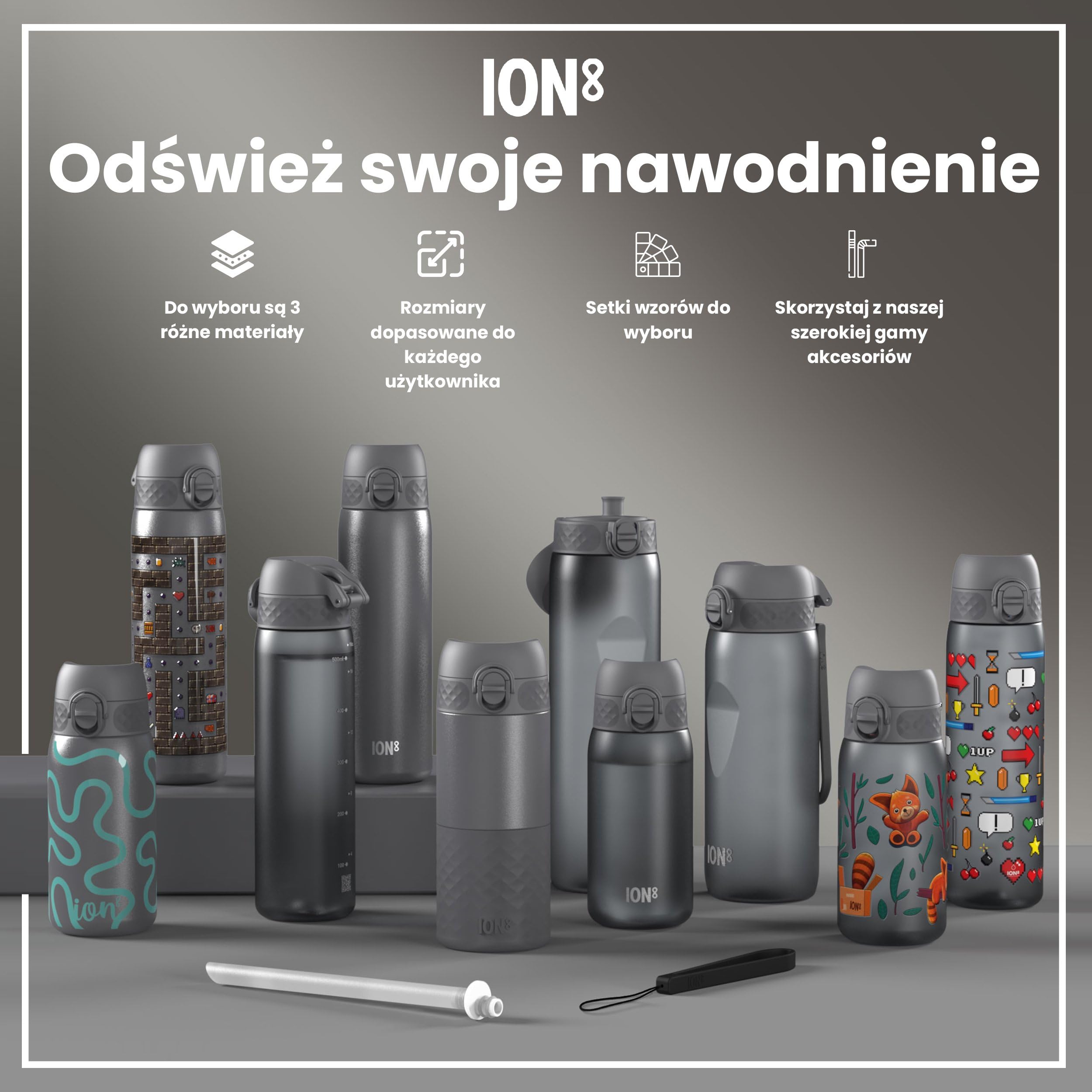 ION8 Butelka na Wodę, 500 ml/18 oz, Szczelna, Łatwe Otwieranie, Bezpieczny Zamek, Można Myć w Zmywarce, Bez BPA, Higieniczne Pokrycie, Uchwyt do Przenoszenia, Łatwa Czyszczenie, Samochody Sportowe