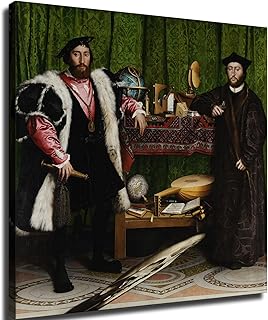 The Ambassadors Poster Canvas Framed Wall Art Prints Painting Living Room Room Wall Art Decor Gifts (24x24inch-Framed)