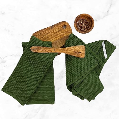 Miniatura 194 de Toallas de cocina verde salvia: 100% algodón paño de limpieza suave secado absorbente textura Terry Loop, juego de 3 multiusos para uso diario Negro