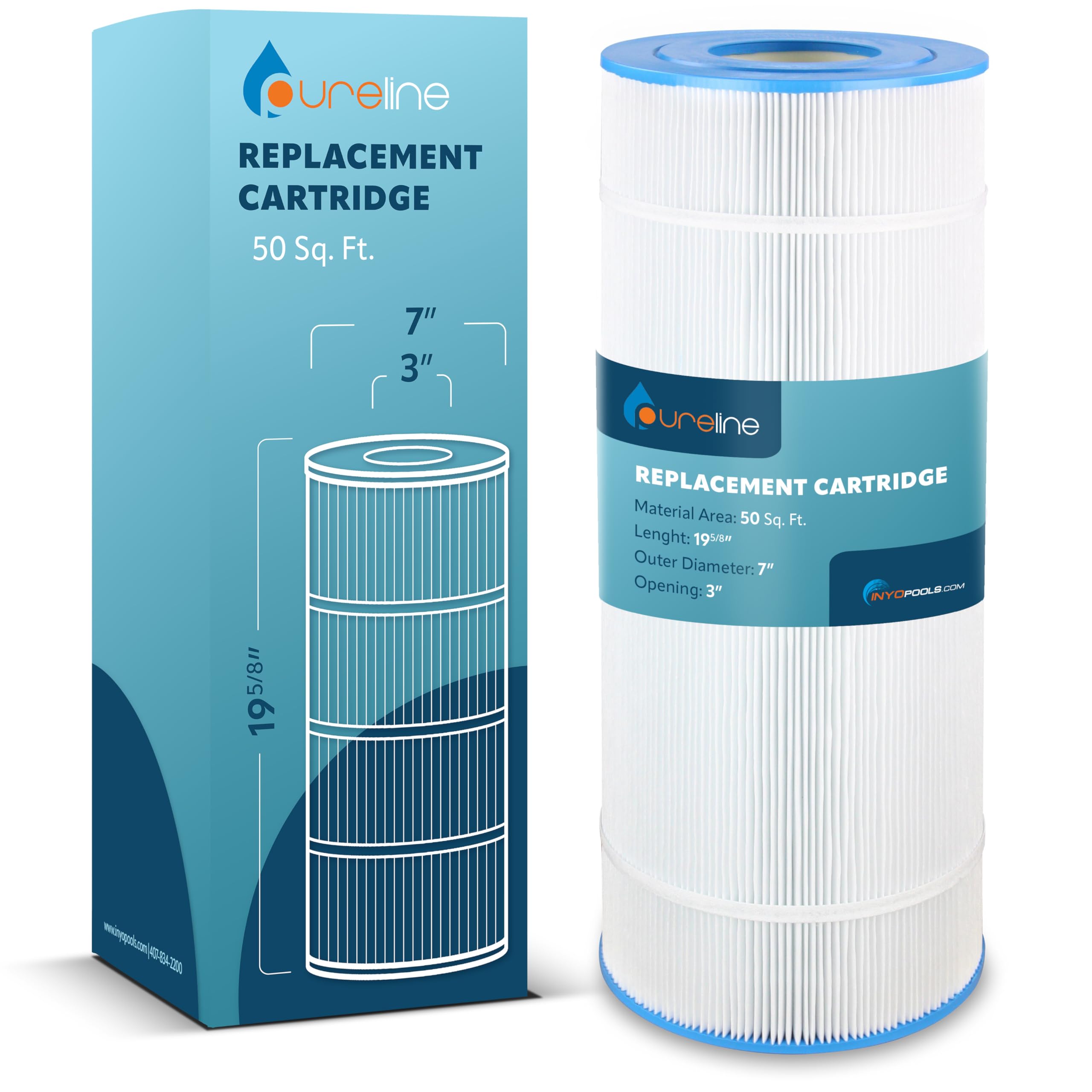Pureline 50 Sq Ft Pool Replacement Cartridge Filter, Compatible with Hayward XC500, C-7656, Hayward Star Clear C-500