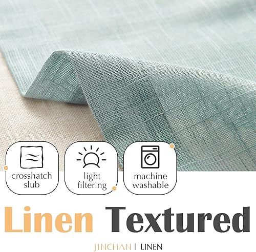 Miniatura 8 de jinchan Cortina transparente de lino con textura para cocina, sala de estar, dormitorio, cenefa de gasa para ventana de ventana que filtra la luz,