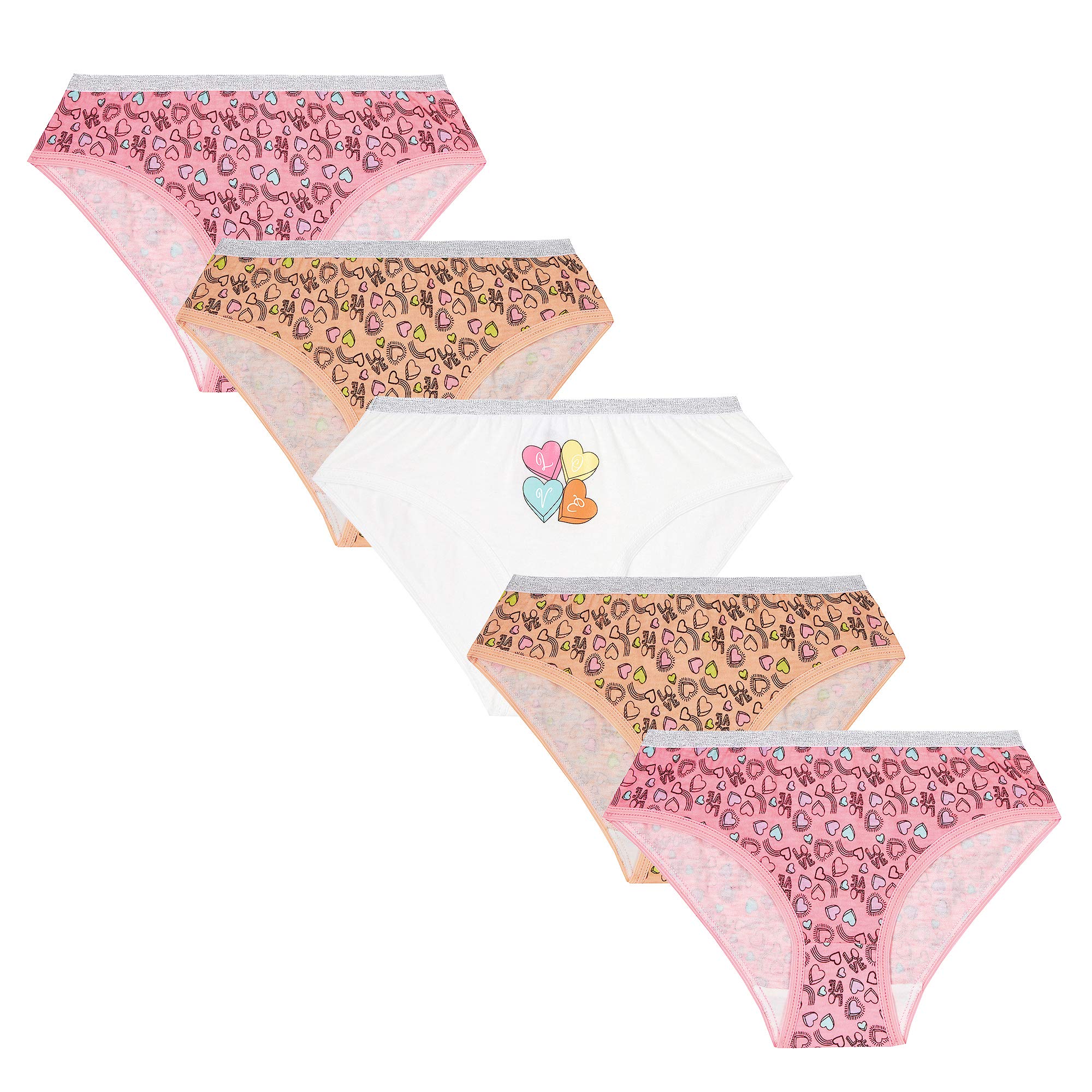 Lora Dora Girls 5 Pack Pairs Briefs Multi Hears 3-4 Years