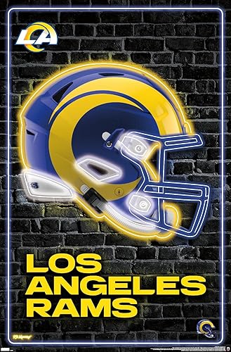 Trends International NFL Los Angeles Rams - Póster de pared con casco neón 23, 34 pulgadas de largo x 22.4 pulgadas, versión sin marco