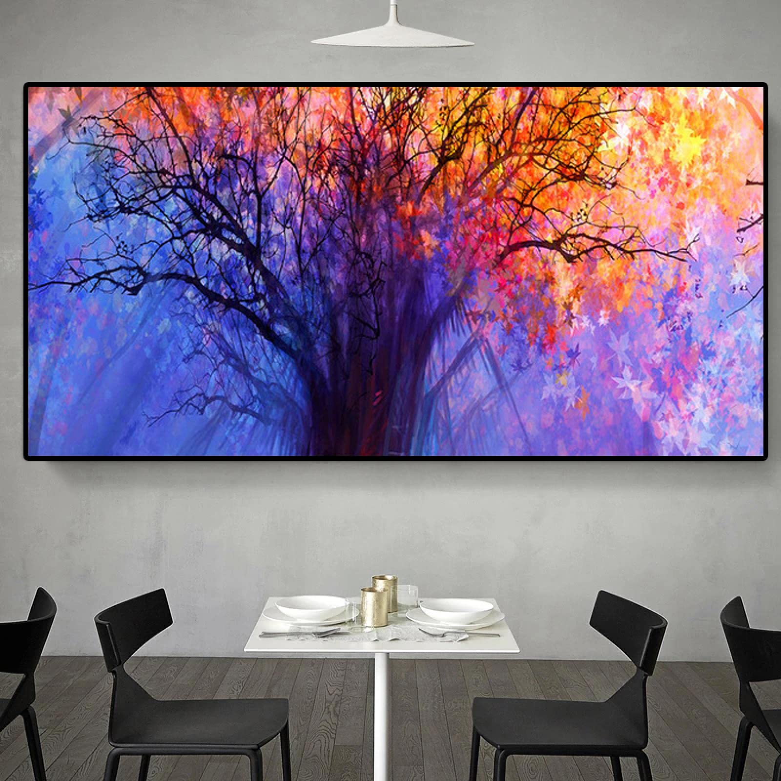 Coucher de soleil peinture affiches et gravures d'arbre abstrait 50x100 cm