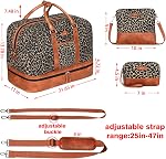 IBFUN Weekender Sac pour femmes, Grand sac de nuit Toile Voyage sac en peluche porter sur le pied avec compartiment de chaussures 21" 3Pcs ensemble
