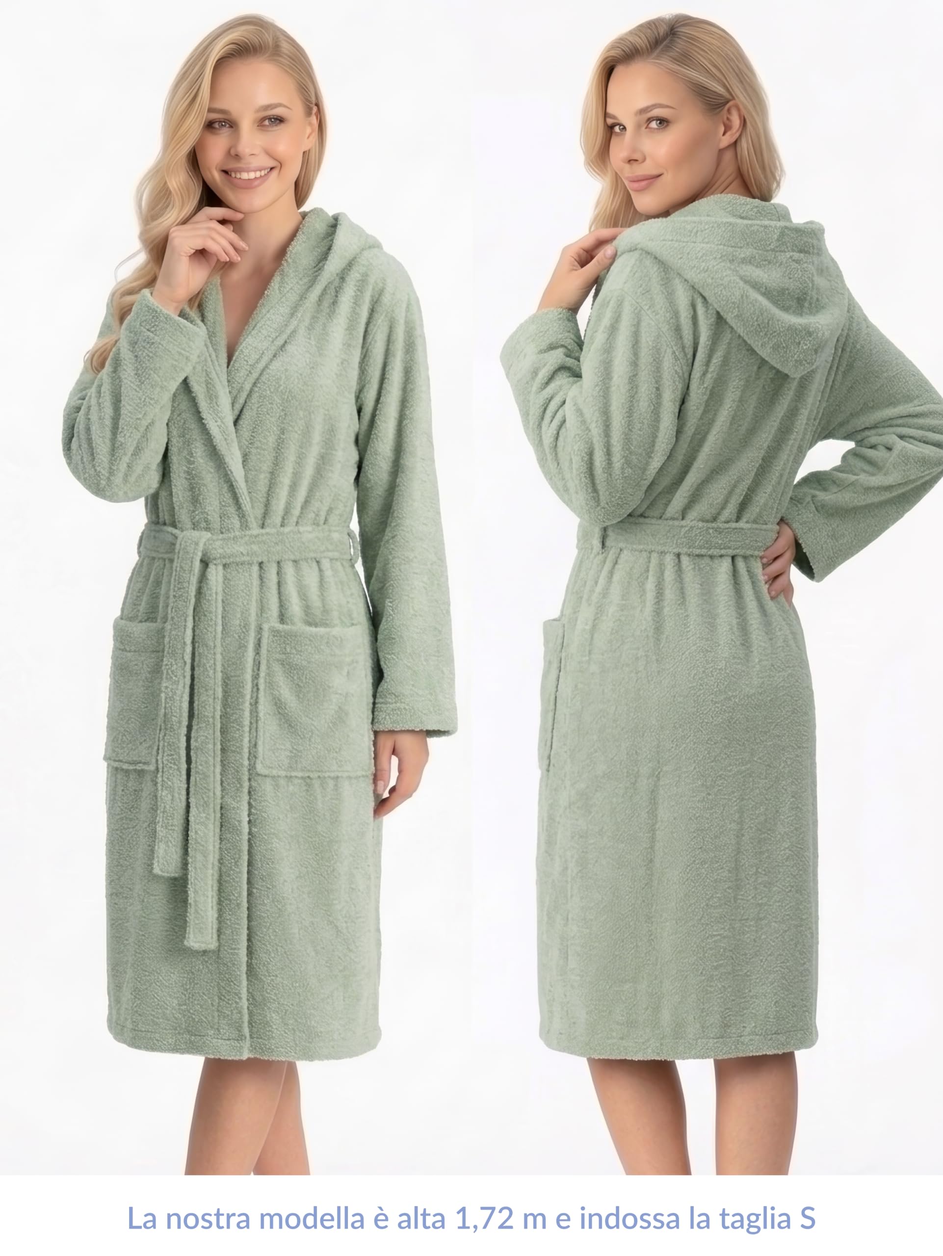 Twinzen Accappatoio Donna - 100% Cotone con Cappuccio
