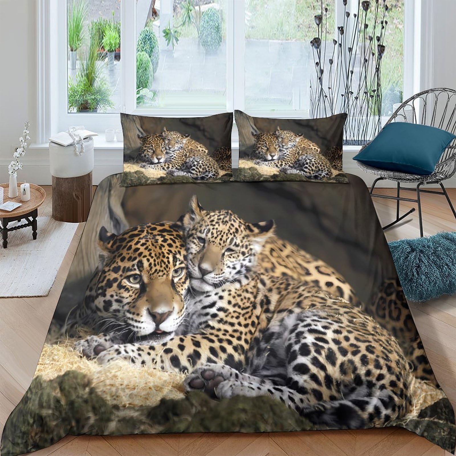 Ctjqhvkz Style-7 3D Printed Leopard Animal Fitted Sheet Microfiber Soft Brown Jungle Pattern Mattress Cover For Bedroom Dorm Decor Single（135X200cm）