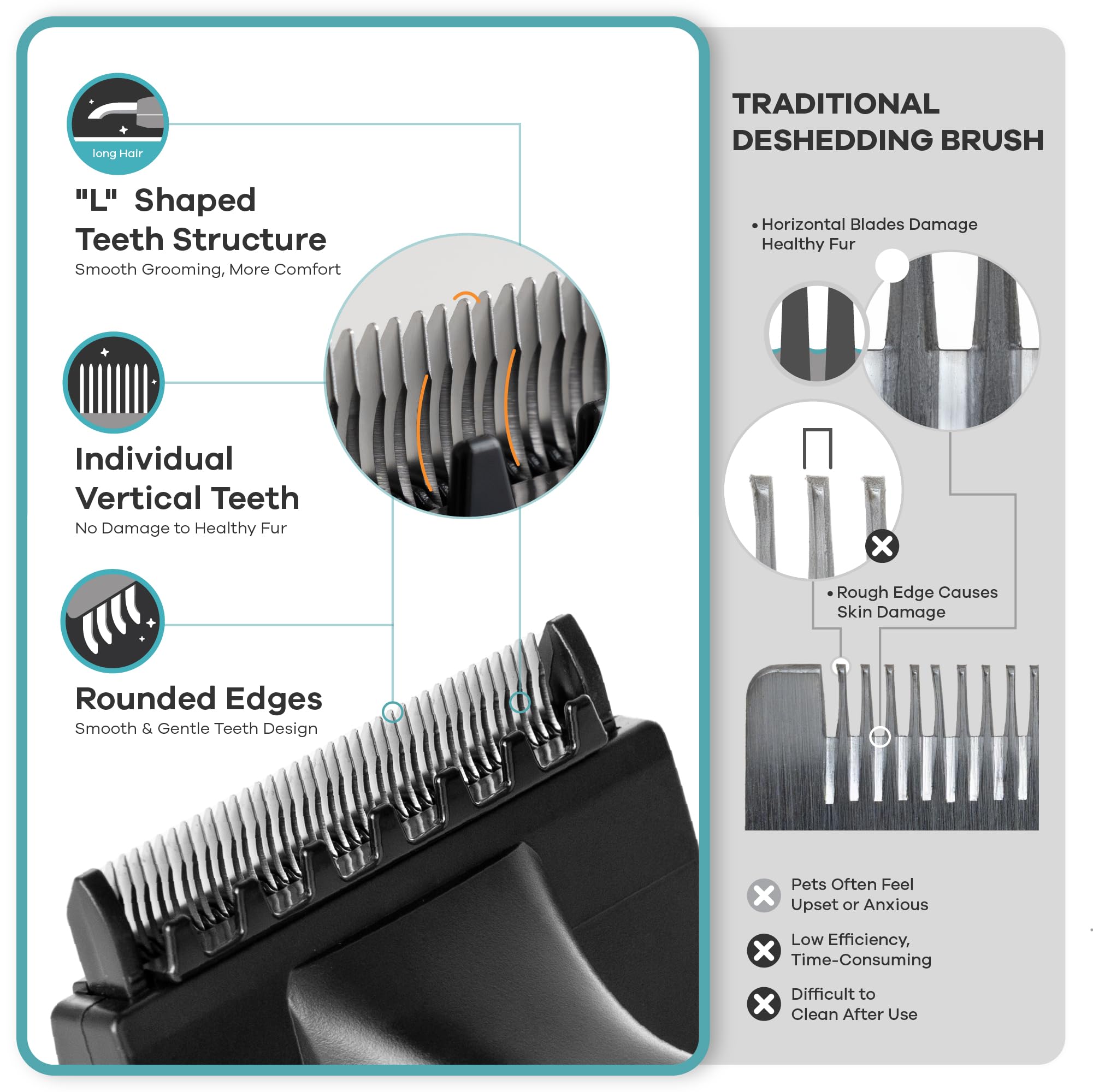 Cepillo de pelo para perros, gatos y mascotas de pelo largo - Cepillo ligero para desprendimiento, masaje y aseo - Peine desenredante y suministros de deshedder - mediano, rojo