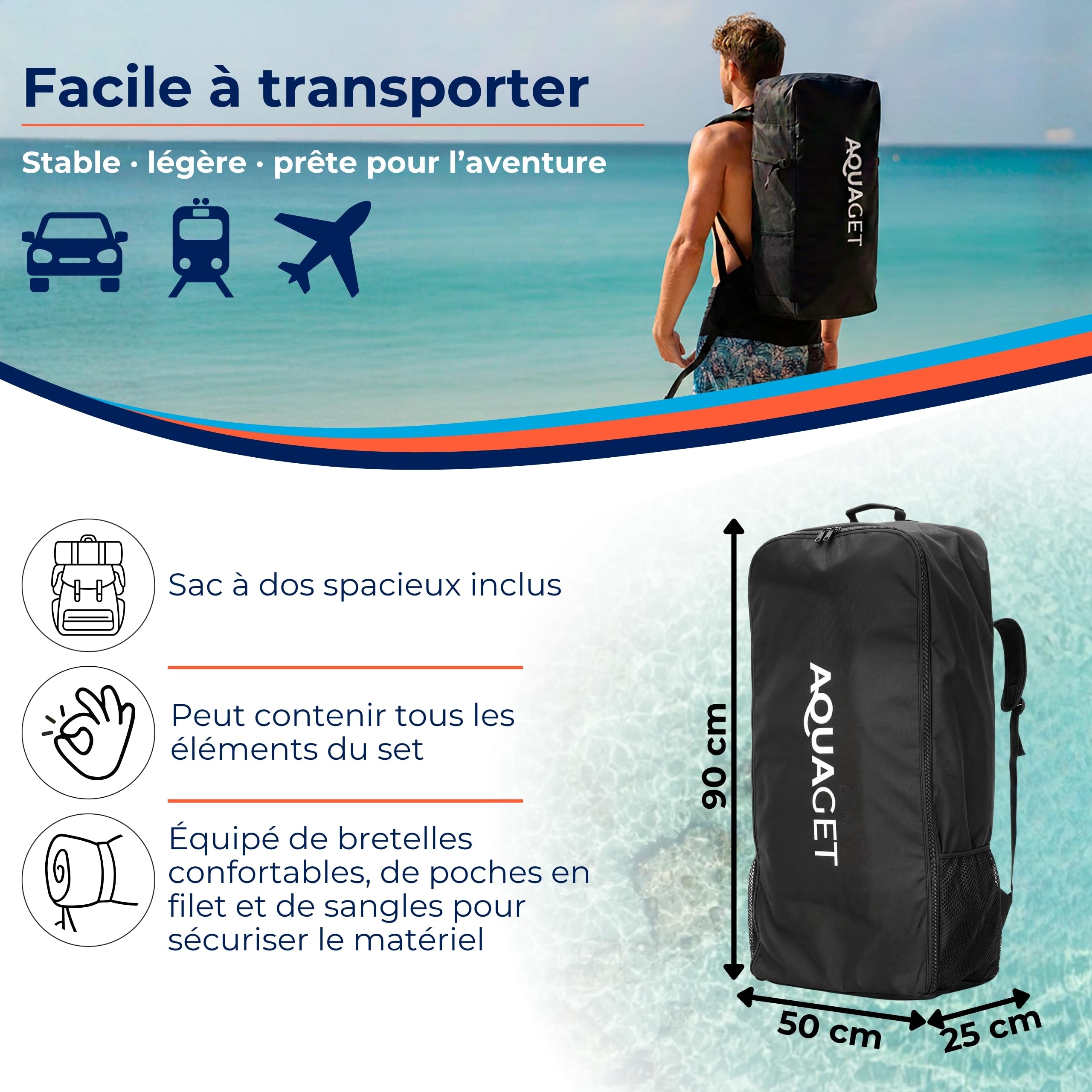 iSUP Kit de planche à pagaie gonflable - Système complet - 320 à 350 cm - Planche à pagaie 2 en 1 - Siège de kayak - Pagaie - Sac à dos - Pompe - Laisse - 3 ailerons Dropstitch - Planche de