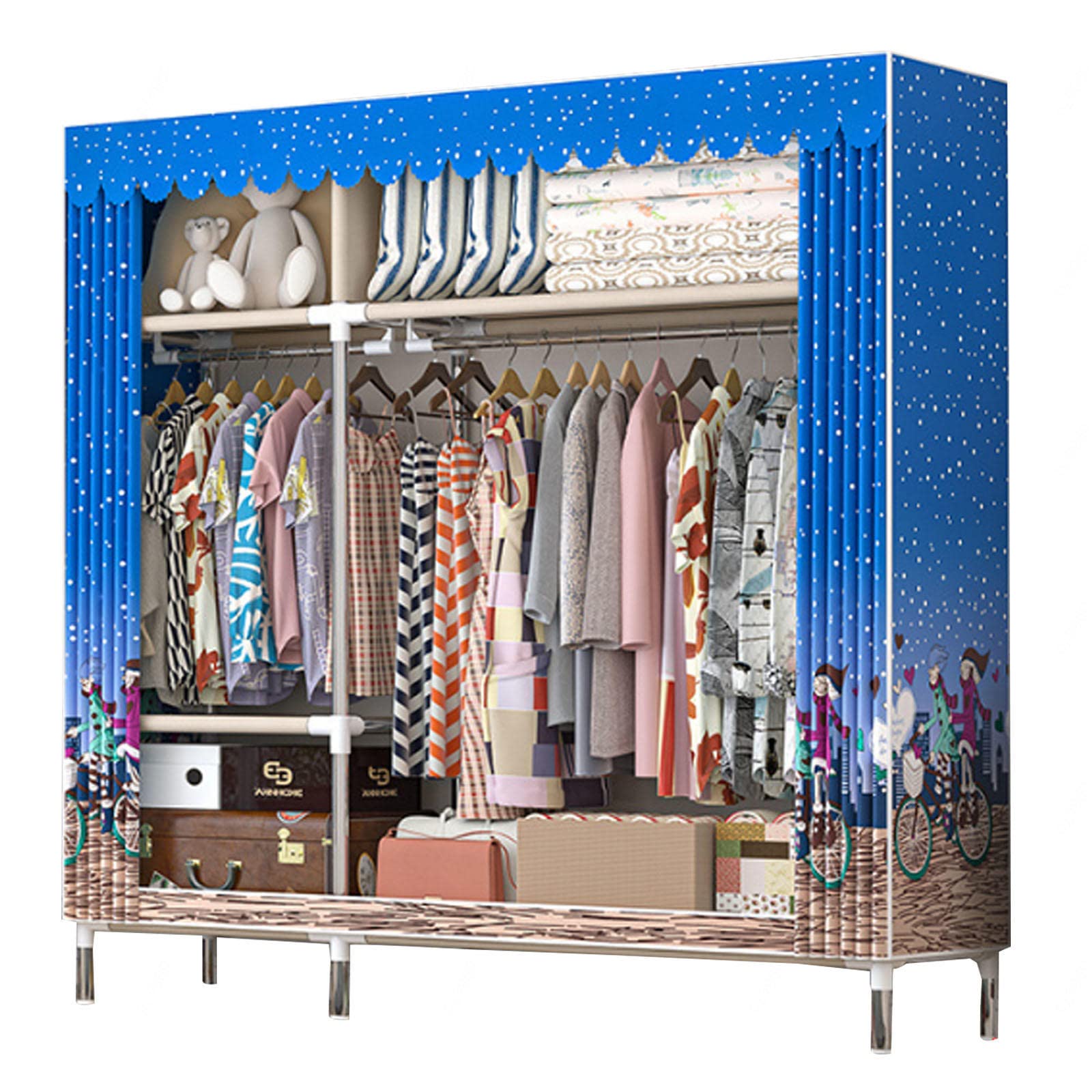 Kleiderschrank Tragbare Kleiderschränke aus Segeltuch, Regale, Stoff-Kleiderschrank, Aufbewahrungsorganisator für Schlafzimmer, Stoffschränke,A-123X45X170cm